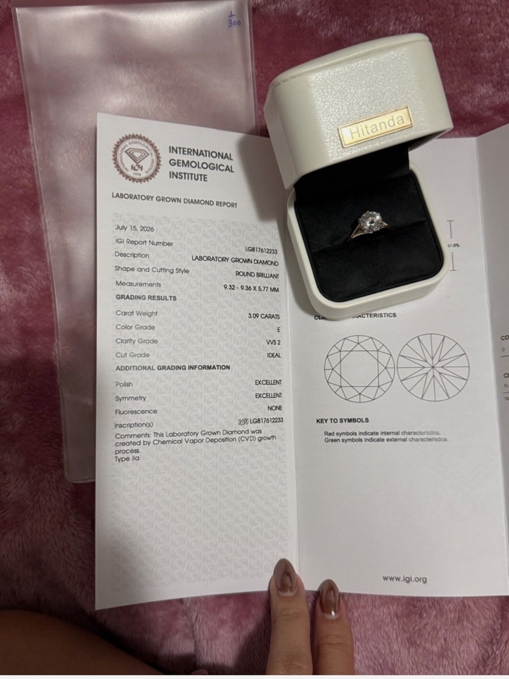 3.09 CT Round Lab Grown Diamond Ring 14K Two-Tone Gold Split Shank IGI
